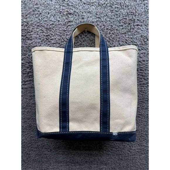 L.L. Bean Handbags - Vintage L.L.Bean 80's Boat & Tote  Two-Tone Canvas Tote Bag Navy Blue‎ White